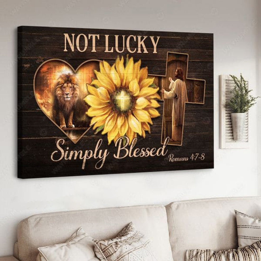 Not Lucky, Simply Blessed, Jesus Poster Poster and Canvas
