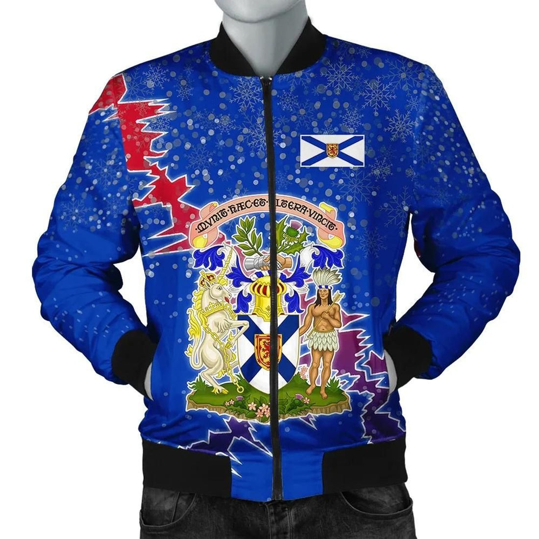 FUNSTUFFPRINT Nova Scotia Christmas Coat Of Arms Men Bomber Jacket Style 3D Bomber Jacket