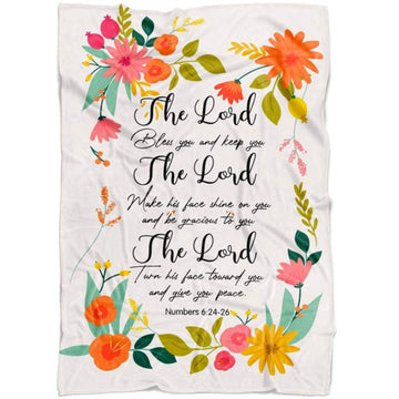 FUNSTUFFPRINT Numbers 624-26 The Lord Bless You And Keep You Fleece Blanket - Christian Blanket - Bible Verse Blanket