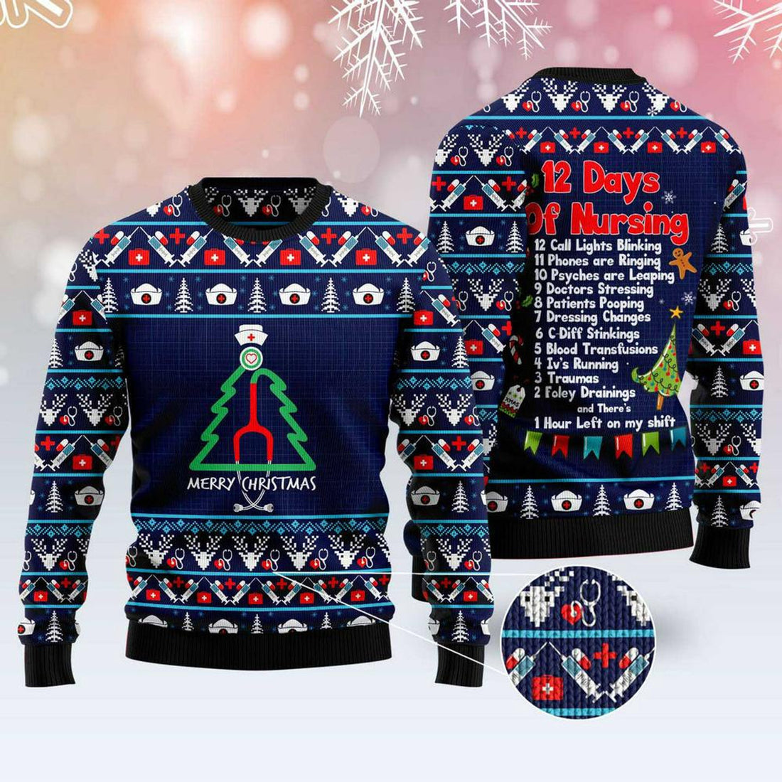 FUNSTUFFPRINT Nurse Christmas Tree Ugly Christmas Sweater, Xmas Tree Sweater, Christmas Sweater Ugly  Sweater
