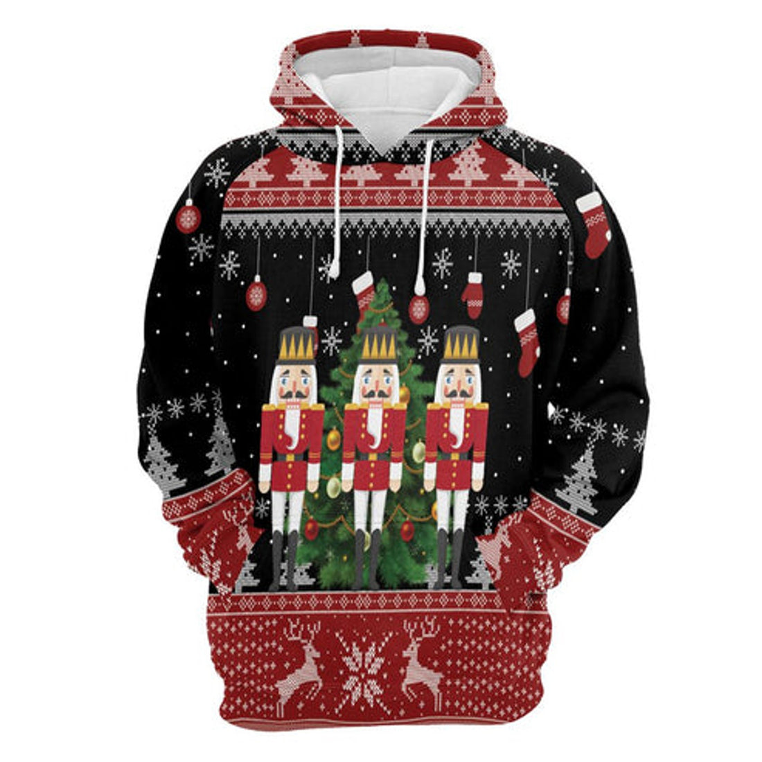FUNSTUFFPRINT 3D Nutcracker Christmas Tree All Over 3D Hoodie and Zip Hoodie