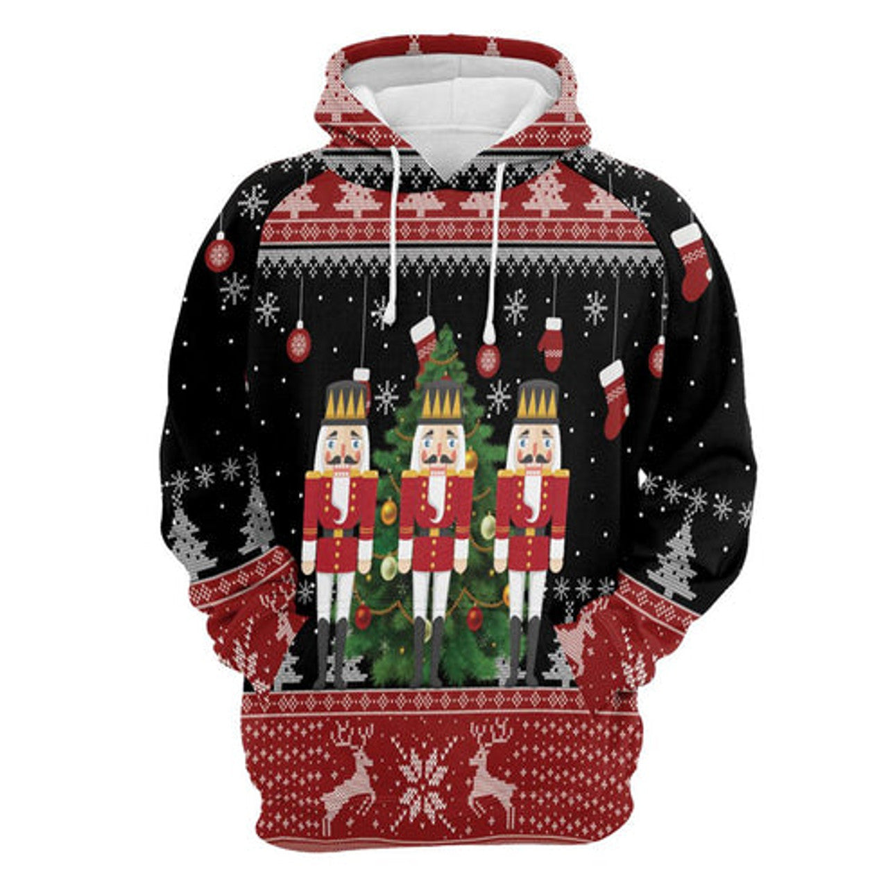FUNSTUFFPRINT 3D Nutcracker Christmas Tree All Over 3D Hoodie and Zip Hoodie