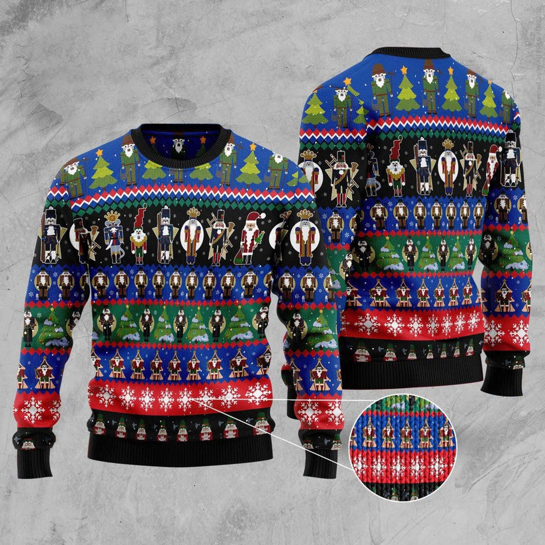 FUNSTUFFPRINT Nutcracker Cute Christmas All Over Print Ugly Christmas Sweater, Christmas Sweater, Ugly Sweater, Funny Xmas Sweaters Ugly Sweater