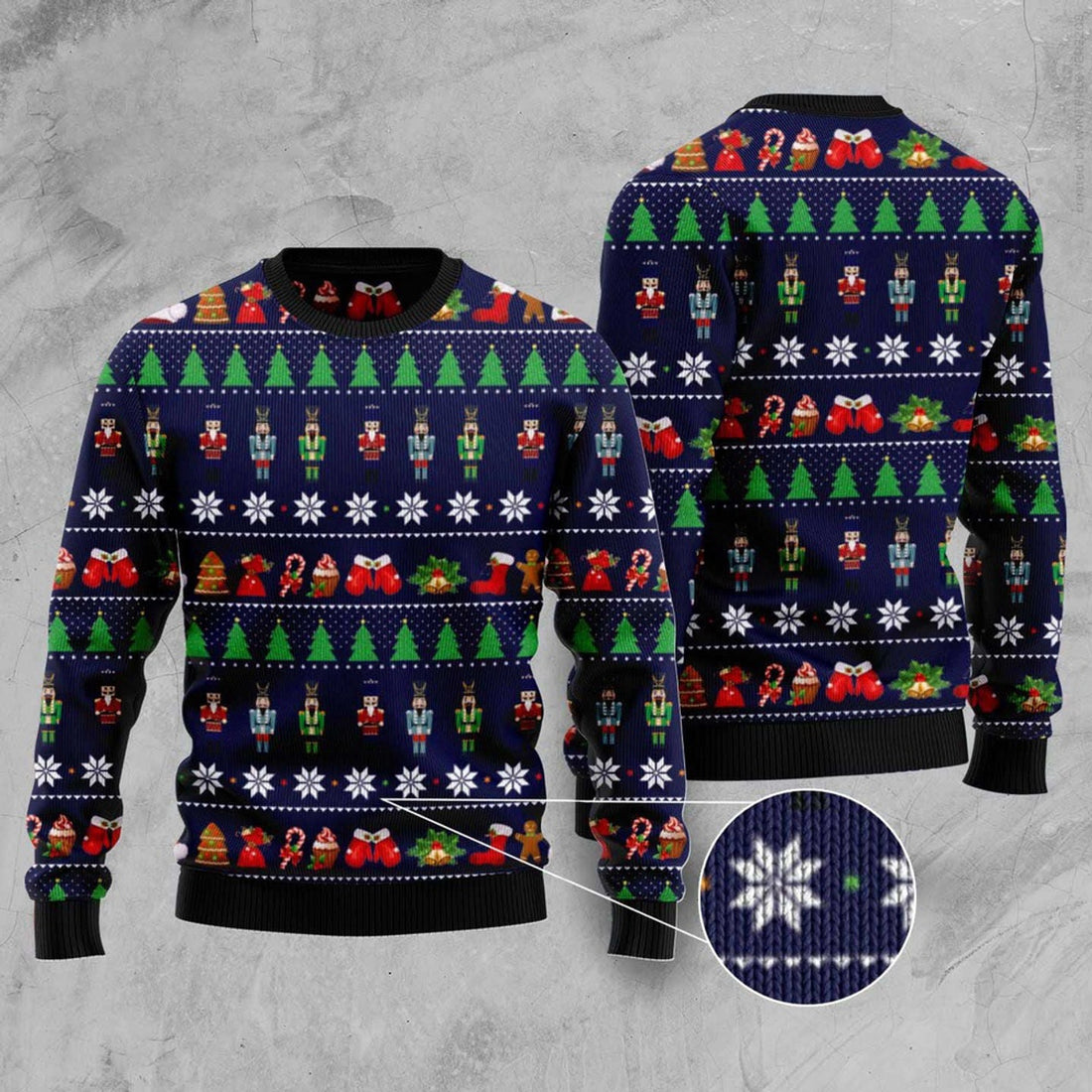 FUNSTUFFPRINT Nutcracker Pattern Ugly Christmas Sweater, Christmas Sweater, Ugly Sweater, Funny Xmas Sweaters Ugly Sweater
