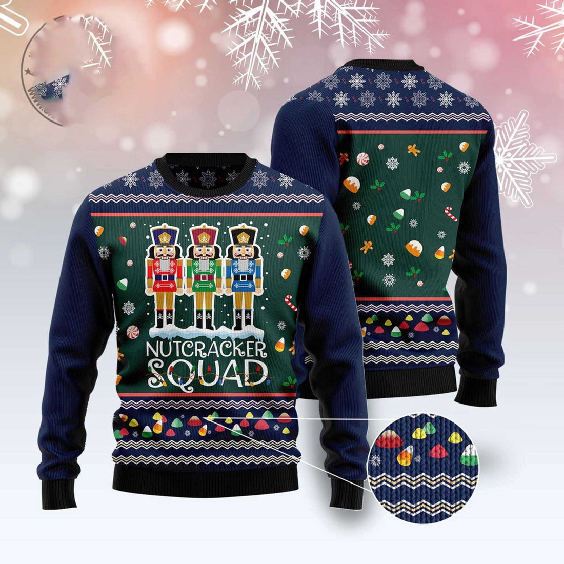 FUNSTUFFPRINT Nutcracker Squad Ugly Christmas Sweater, Christmas Sweater, Ugly Sweater, Funny Xmas Sweaters Ugly Sweater
