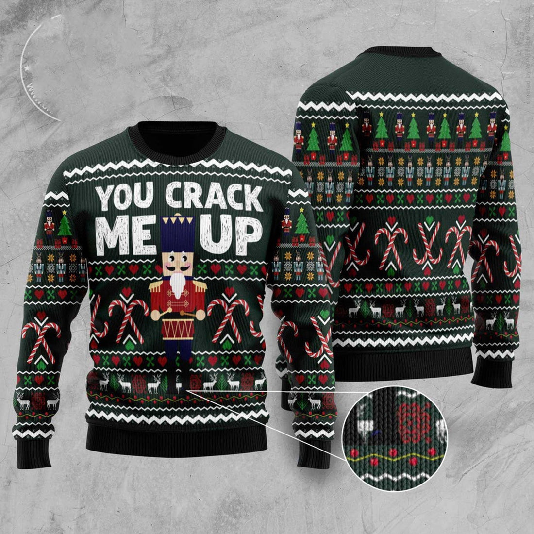 FUNSTUFFPRINT Nutcracker You Crack Me Up Ugly Christmas Sweater, Christmas Sweater, Ugly Sweater, Funny Xmas Sweaters Ugly Sweater