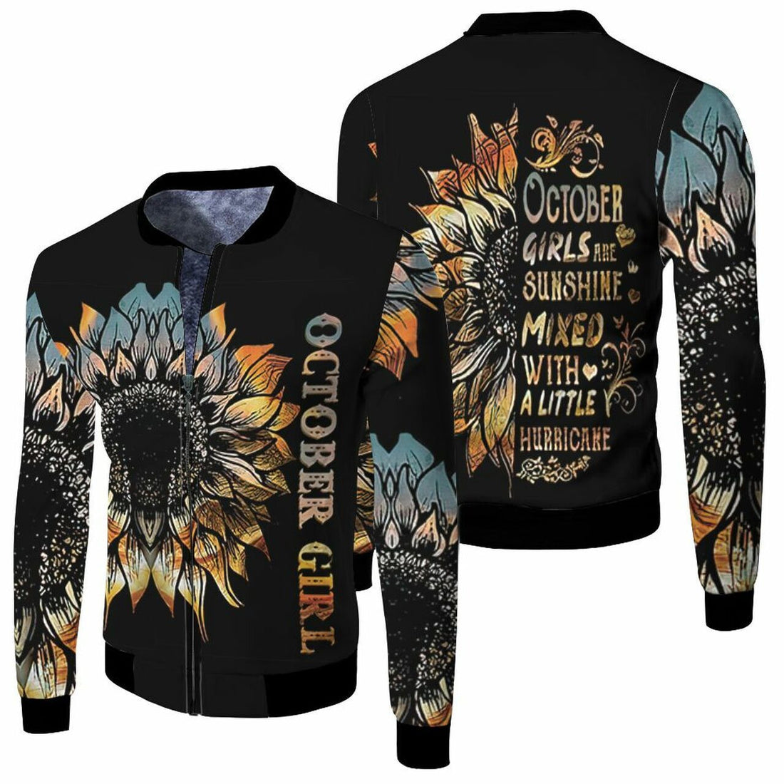 FUNSTUFFPRINT October Girls Are Sunshine Mixed With A Little Hurricane 3D Bomber Jacket