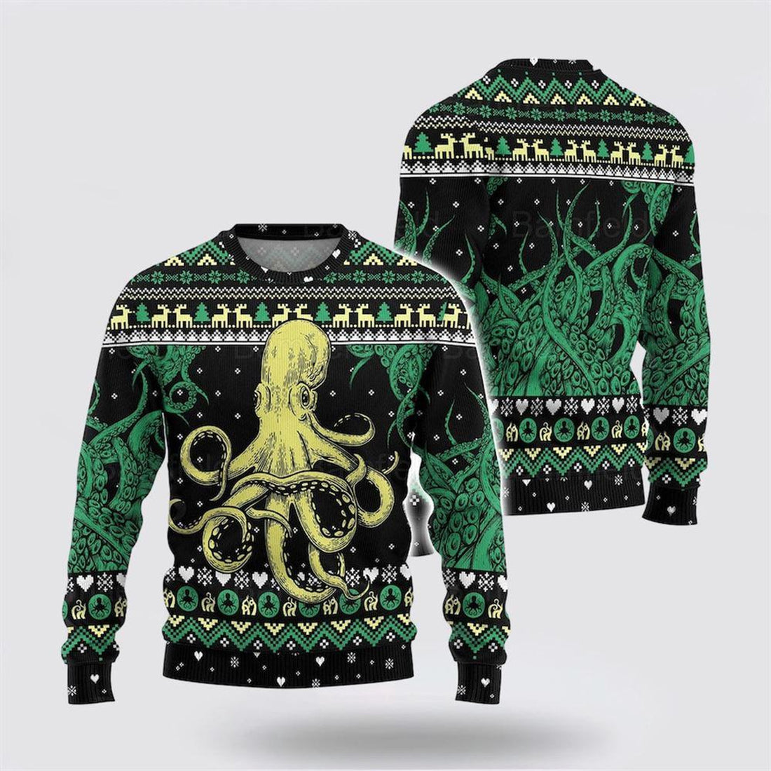 FUNSTUFFPRINT Octopus Ugly Christmas Sweater – Sweater Gifts For Pet Lover Ugly  Sweater