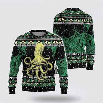 FUNSTUFFPRINT Octopus Ugly Christmas Sweater – Sweater Gifts For Pet Lover Ugly  Sweater