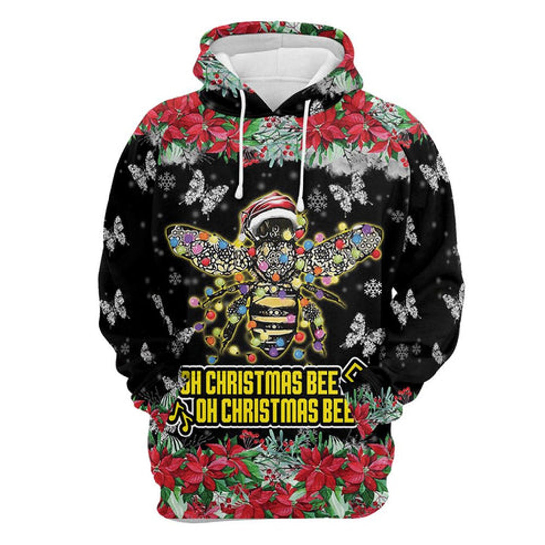 FUNSTUFFPRINT 3D Oh Christmas Bee 1 All Over 3D Hoodie and Zip Hoodie
