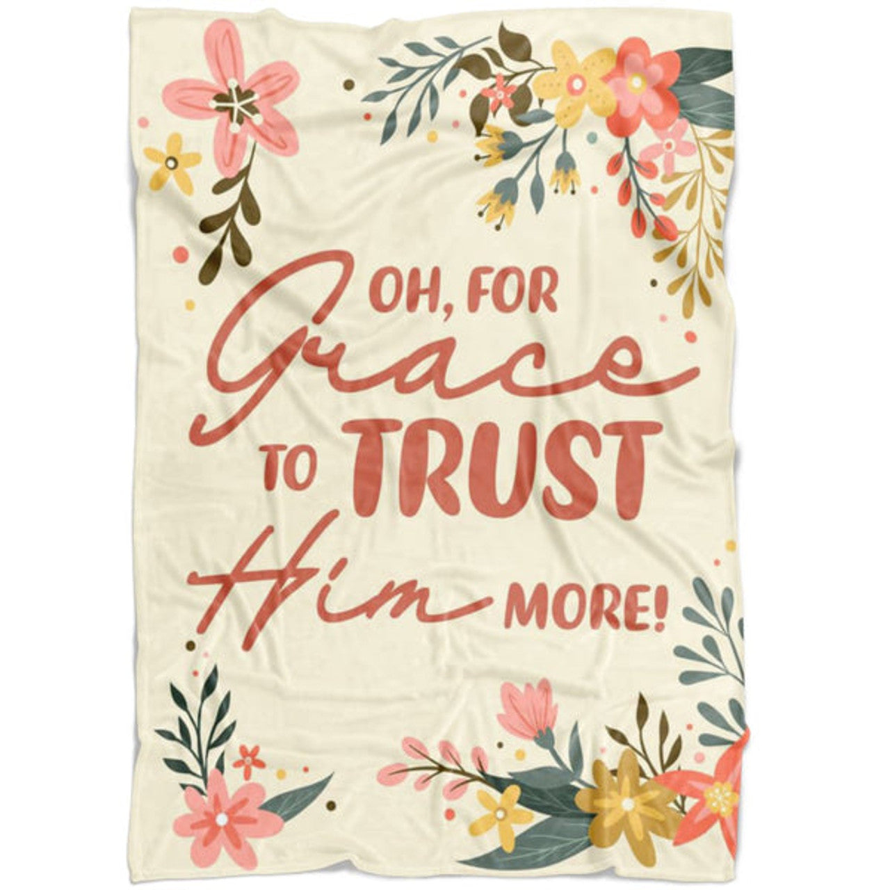 FUNSTUFFPRINT Oh For Grace To Trust Him More Fleece Blanket - Christian Blanket - Bible Verse Blanket