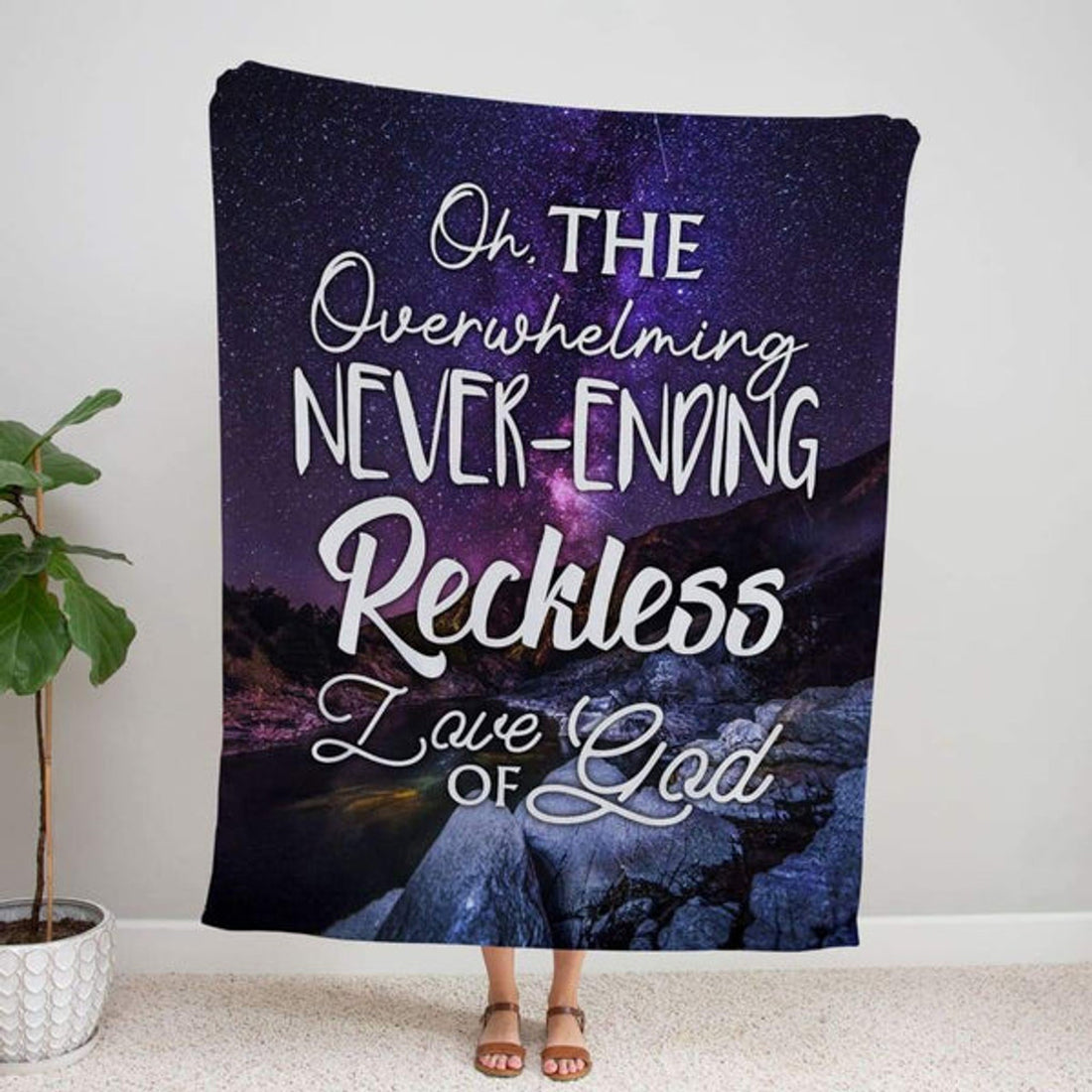 FUNSTUFFPRINT  Oh The Overwhelming Never Ending Fleece Blanket - Christian Blanket - Bible Verse Blanket