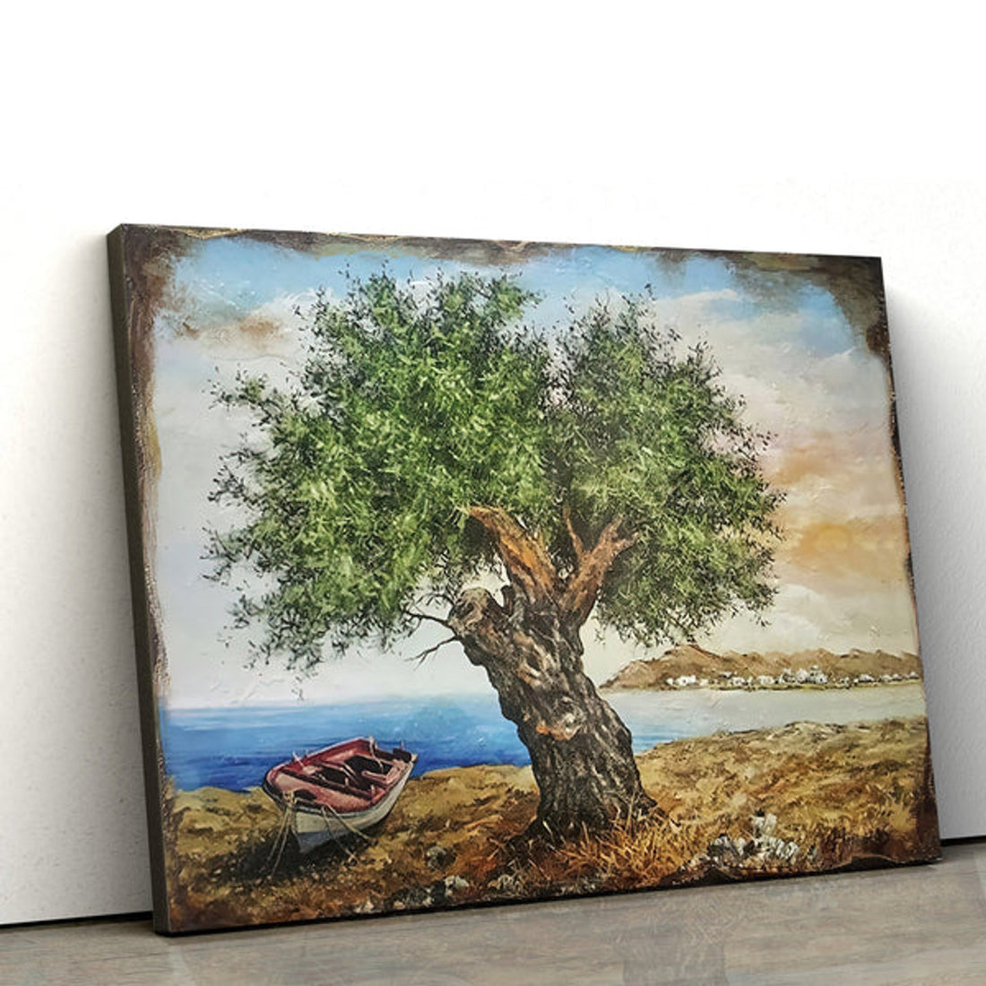 Olive Tree On Wood Painting Canvas Wall Art - Canvas Wall Decor - Home Decor Living Room