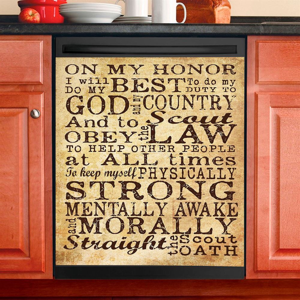 On My Honor I Will Do My Best Straight The Scout Oath Dishwasher Cover, Christian Dishwasher Wrap, Religious Kitchen Decoration
