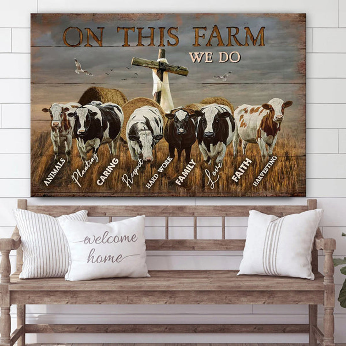 On This Farm We Do Canvas Wall Art - Christian Canvas Wall Decor - Bible Verse Wall Art Canvas - Farmer Gift