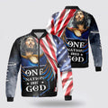 FUNSTUFFPRINT One Nation Under God Jesus Eagle Flag Us Bomber Jacket - Christian Bomber Shirts for Men and Women 3D Bomber Jacket