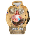 FUNSTUFFPRINT 3D One Nation Under God - Jesus Christ And Eagle 3D Hoodie and Zip Hoodie