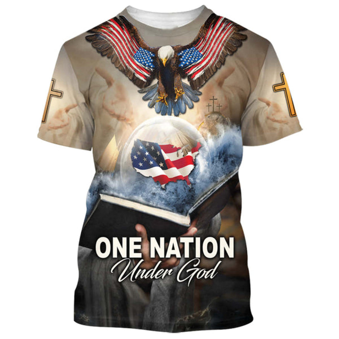 FUNSTUFFPRINT One Nation Under God 1 Christian 3D T-shirt