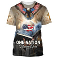 FUNSTUFFPRINT One Nation Under God 1 Christian 3D T-shirt