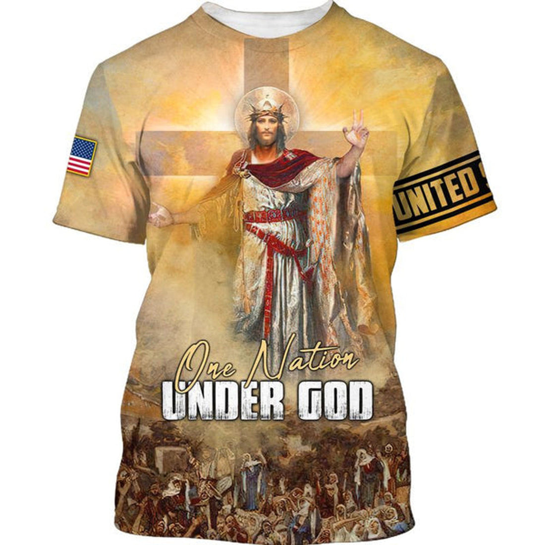 FUNSTUFFPRINT One Nation Under God Christian 3D T-shirt