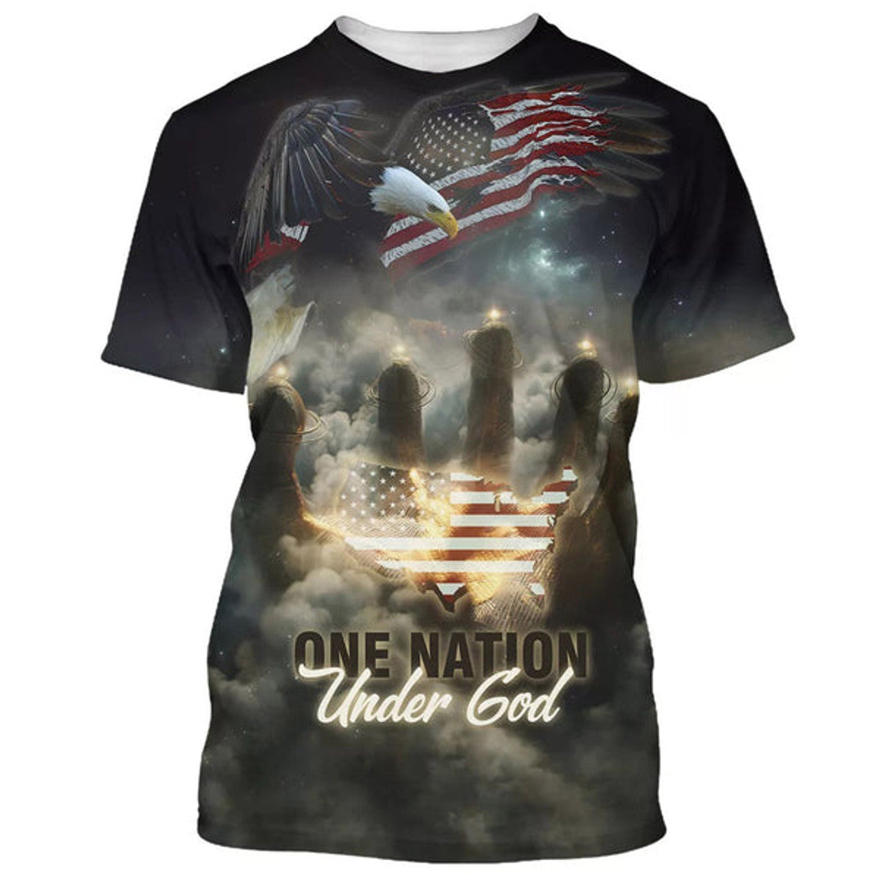 FUNSTUFFPRINT One Nation Under God American Christian 3D T-shirt