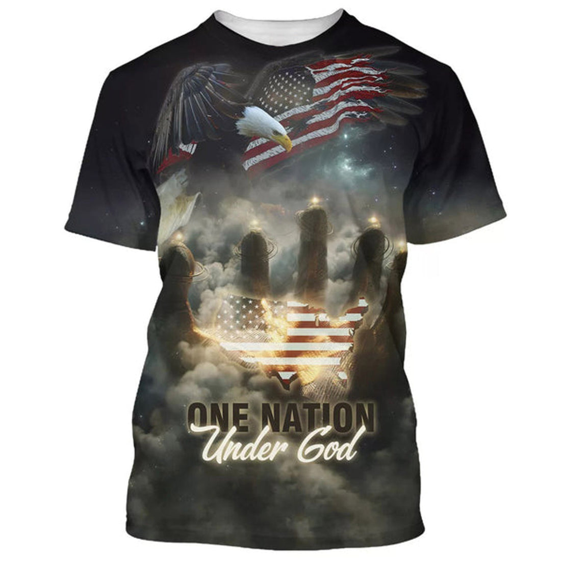 FUNSTUFFPRINT One Nation Under God American Christian 3D T-shirt