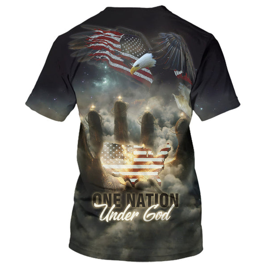 FUNSTUFFPRINT One Nation Under God American Christian 3D T-shirt