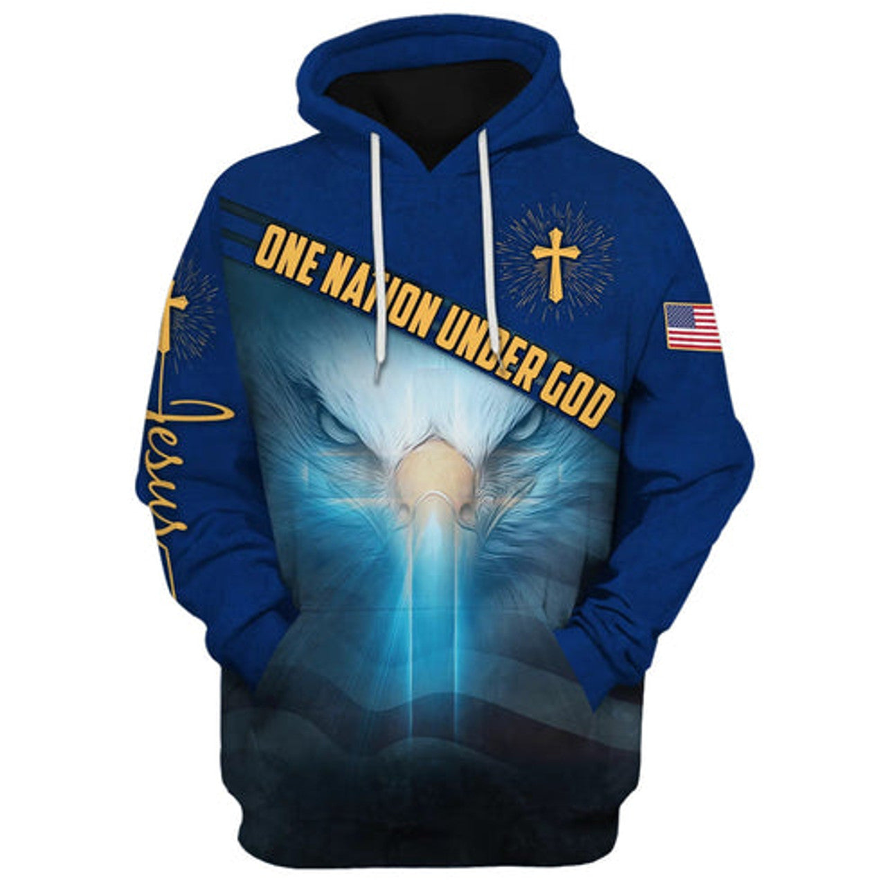 FUNSTUFFPRINT 3D One Nation Under God American Eagle 3D Hoodie and Zip Hoodie