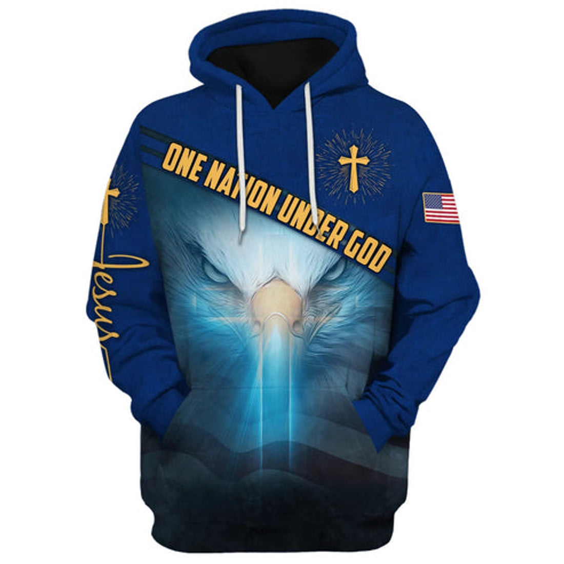 FUNSTUFFPRINT 3D One Nation Under God American Eagle 3D Hoodie and Zip Hoodie