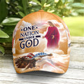 FUNSTUFFPRINT One Nation Under God Baseball Cap For Jesus Lovers Drawing Vector Style Yellow