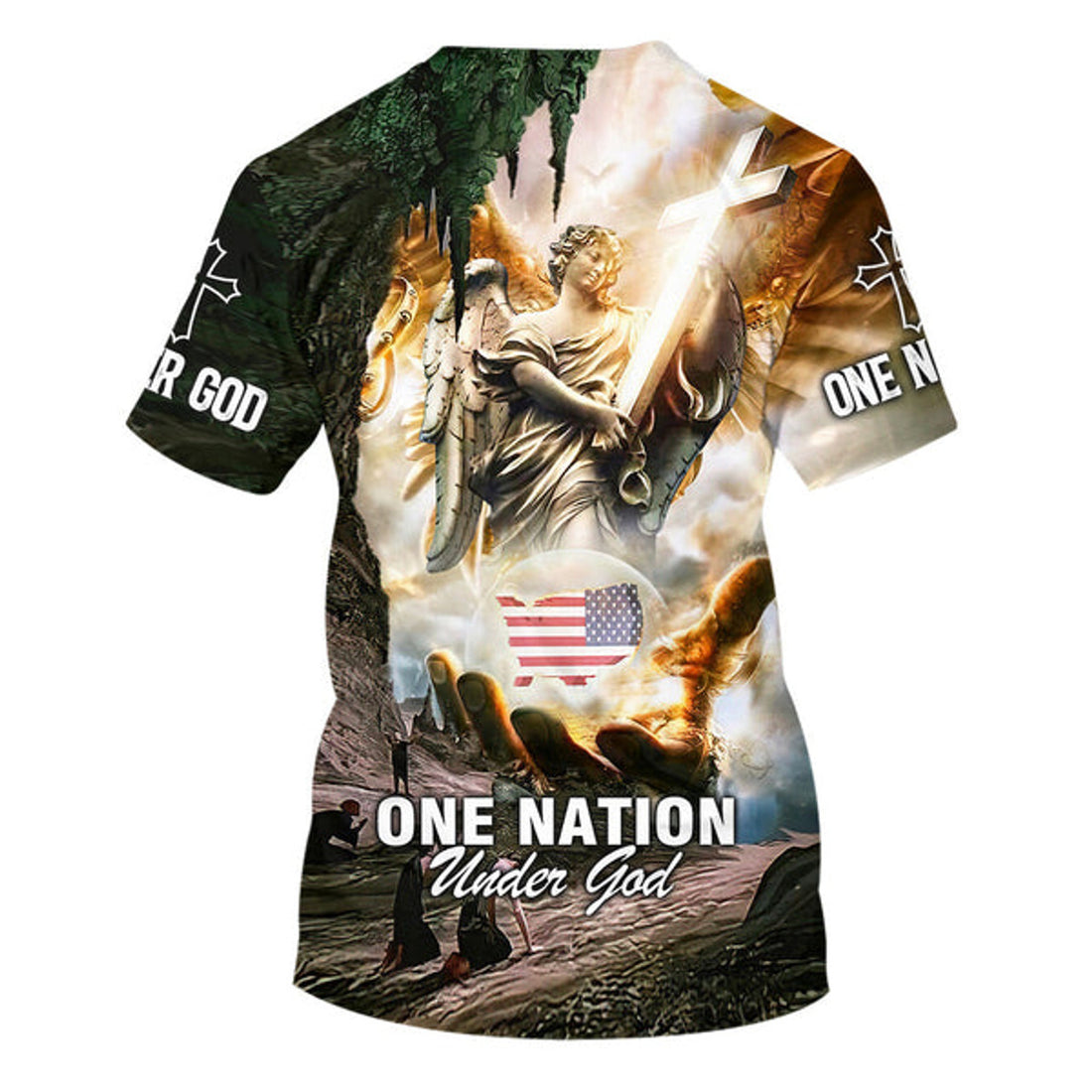 FUNSTUFFPRINT One Nation Under God Eagle Christian 3D T-shirt