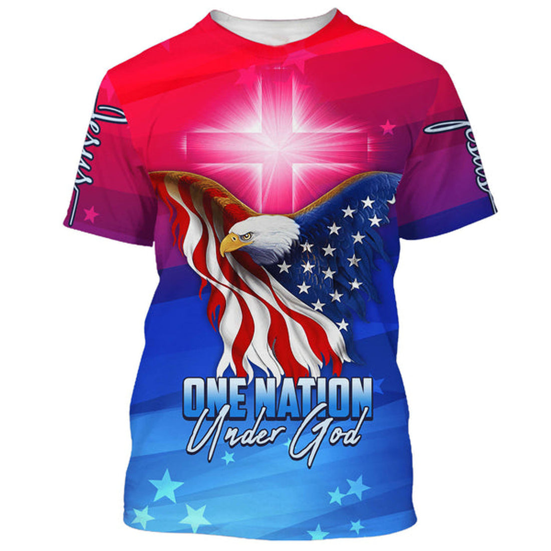 FUNSTUFFPRINT One Nation Under God Eagle 3D T-Shirts - Christian Shirts For Men&Women 3D T-shirt