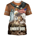 FUNSTUFFPRINT One Nation Under God Eagle And Jesus Patriotic Christian 3D T-shirt