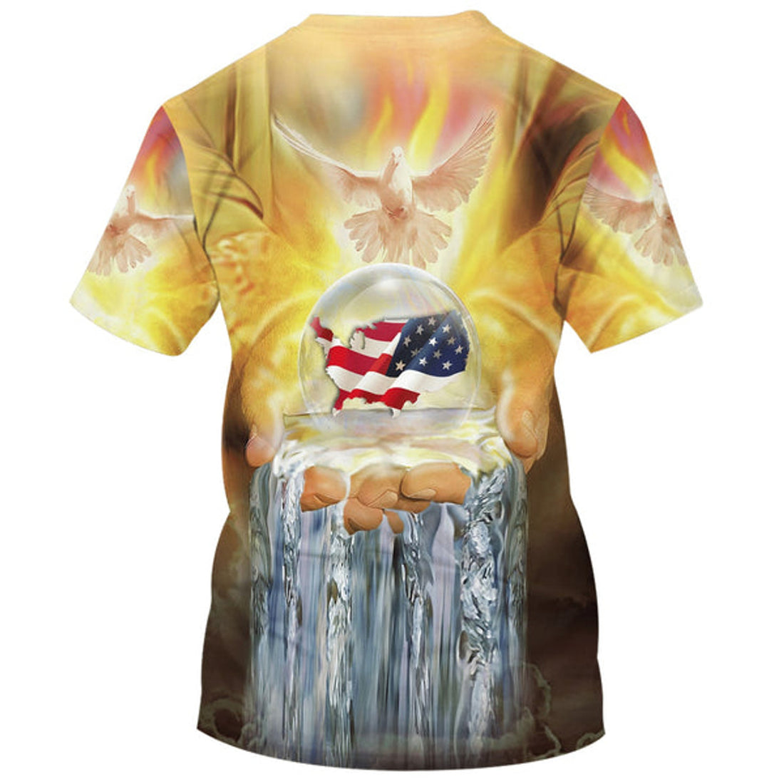 FUNSTUFFPRINT One Nation Under God Hand Hold Earth Dove Christian 3D T-shirt