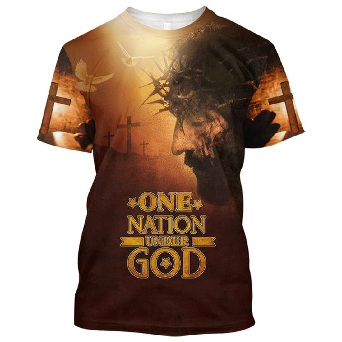 FUNSTUFFPRINT One Nation Under God Jesus Christian 3D T-shirt