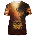 FUNSTUFFPRINT One Nation Under God Jesus Christian 3D T-shirt