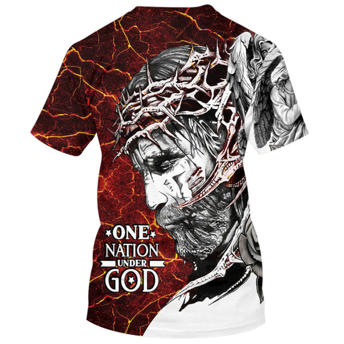 FUNSTUFFPRINT One Nation Under God Jesus Christian 3D T-shirt