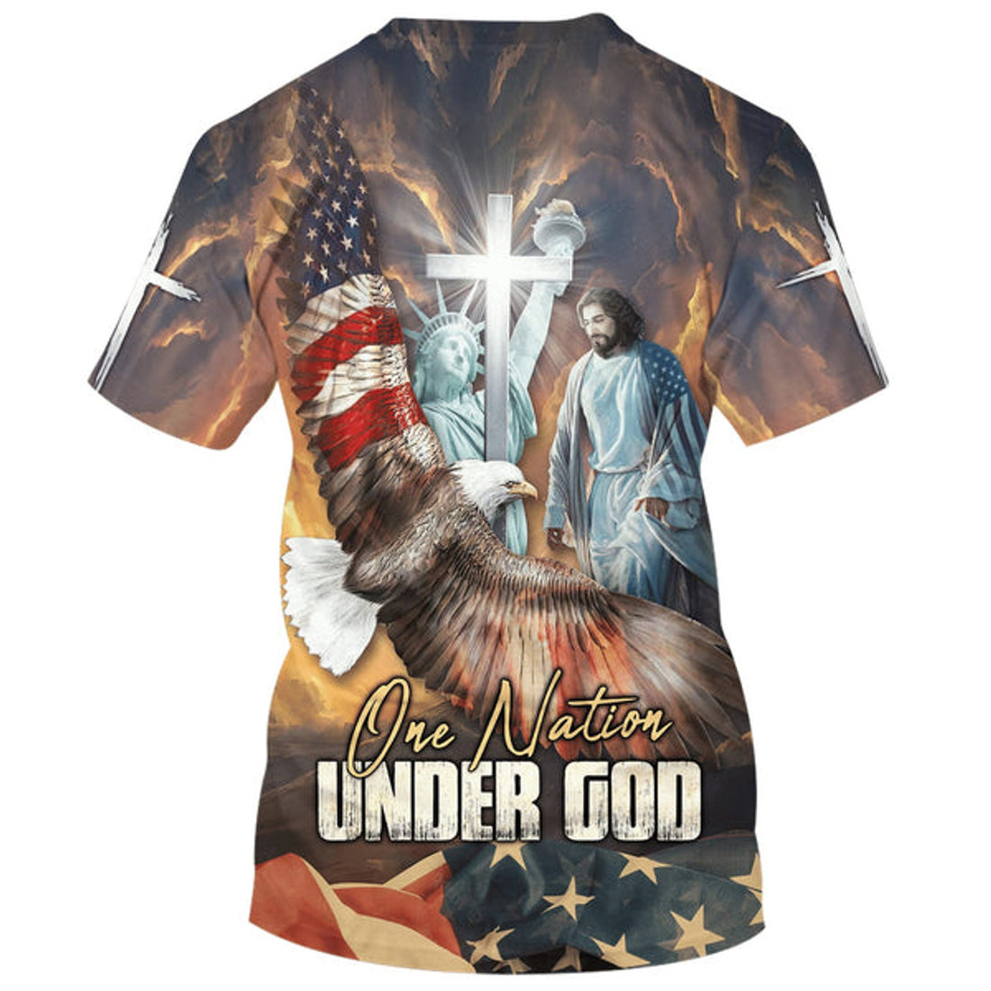 FUNSTUFFPRINT One Nation Under God Jesus Christian Christian 3D T-shirt