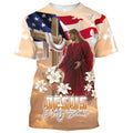 FUNSTUFFPRINT One Nation Under God Jesus Lily Christian 3D T-shirt