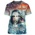 FUNSTUFFPRINT One Nation Under God Jesus Lion And Cross 3D All Over Printed Shirt for Men and Women
 3D T-shirt