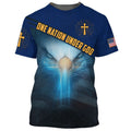 FUNSTUFFPRINT One Nation Under God Proud American Eagle Christian 3D T-shirt