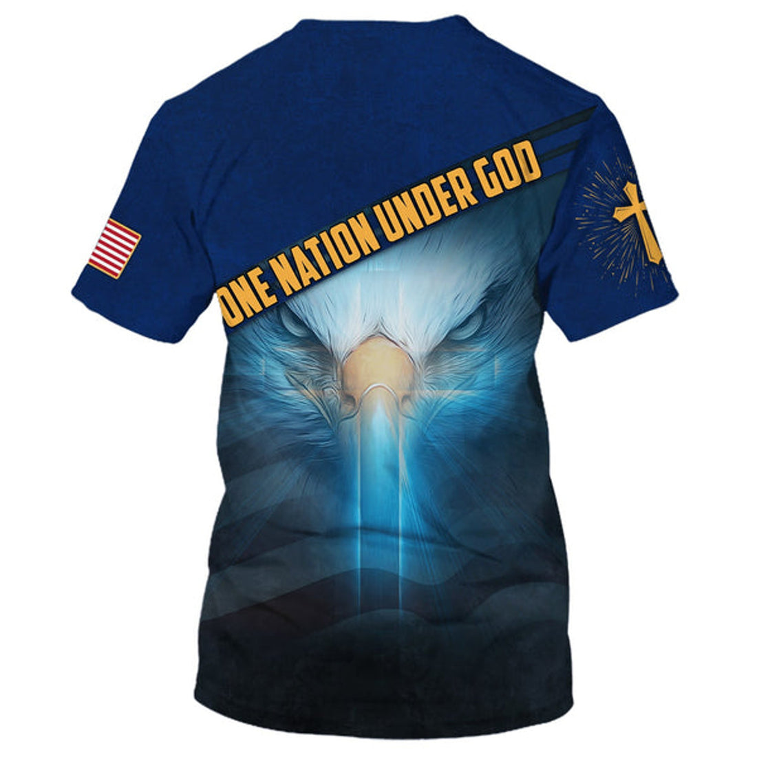 FUNSTUFFPRINT One Nation Under God Proud American Eagle Christian 3D T-shirt