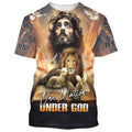 FUNSTUFFPRINT One Nation Under God Shirts - Jesus Lion And The Lamb Christian 3D T-shirt