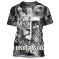 FUNSTUFFPRINT One Nation Under God Shirts - Jesus Prayer Lion And Eagle 3D All Over Printed Shirt for Men and Women
 3D T-shirt