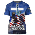 FUNSTUFFPRINT One Nation Under God Shirts - July 4th Statue Of Liberty Christian 3D T-shirt
