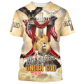 FUNSTUFFPRINT One Nation Under God Shirts - Lion Wooden Cross And The Lamb Christian 3D T-shirt