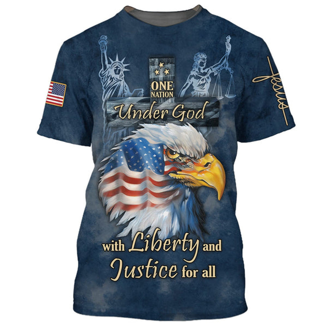 FUNSTUFFPRINT One Nation Under God With Liberty And Justice For All 3D All Over Printed Shirt for Men and Women
 3D T-shirt