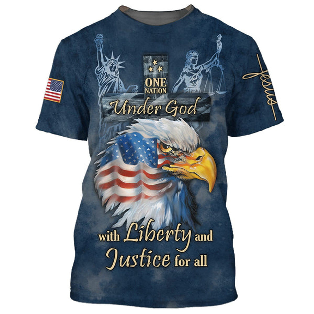 FUNSTUFFPRINT One Nation Under God With Liberty And Justice For All 3D All Over Printed Shirt for Men and Women
 3D T-shirt