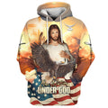 FUNSTUFFPRINT 3D One Nation under God Jesus Eagle Cross 3D Hoodie and Zip Hoodie