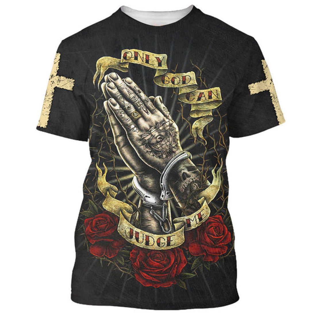 FUNSTUFFPRINT Only God Can Judge Me Shirts - Hand Prayer 3D All Over Printed Shirt for Men and Women
 3D T-shirt